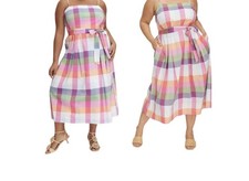 Kate Spade New York x Target Women's Plaid Madras Tie-Waist Midi Dress Medium