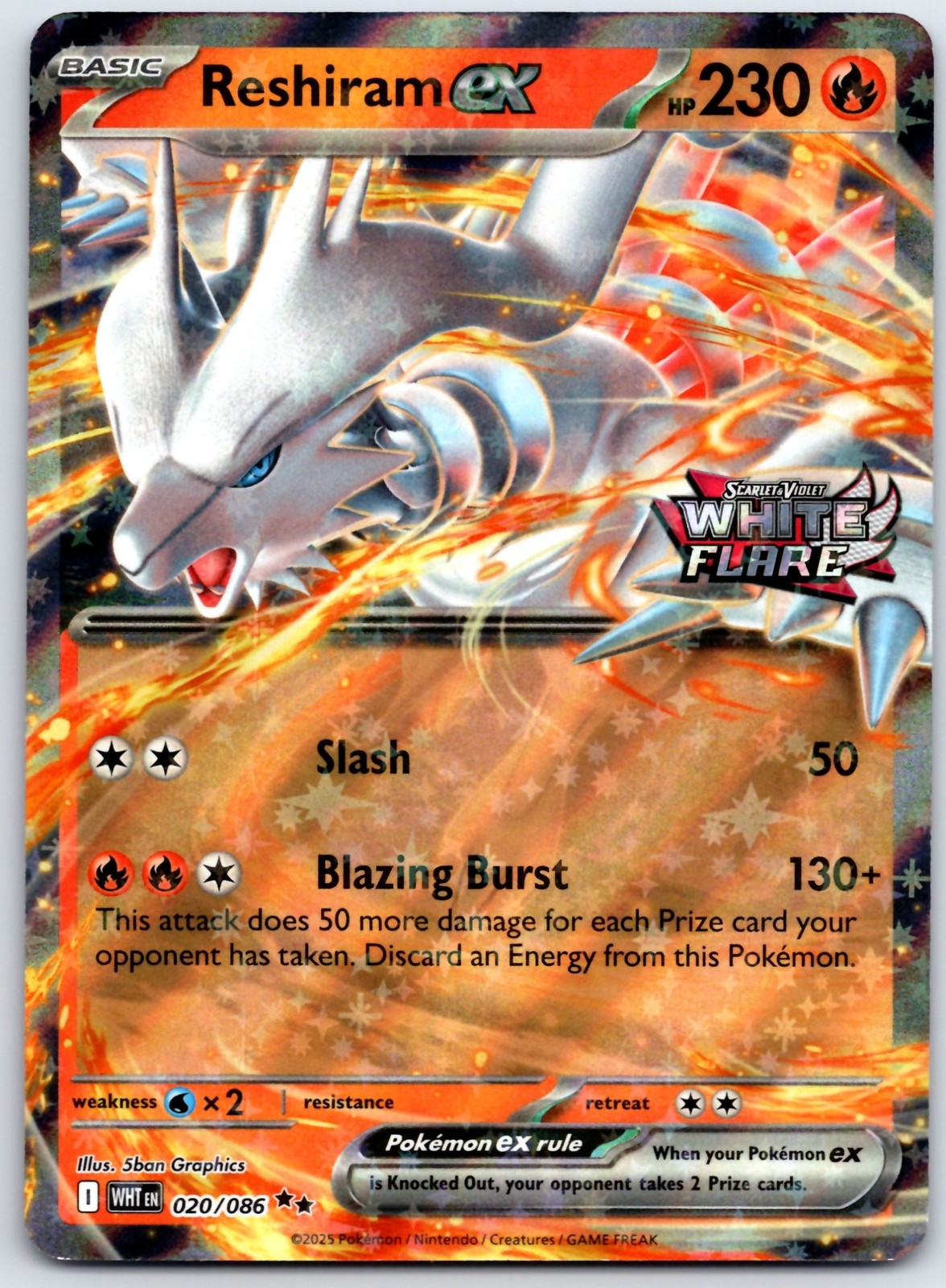 (NM)Reshiram ex (White Flare Stamped) 020/086 (EN)