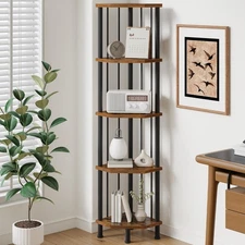5-Tier Corner Shelf Stand, Industrial 58.3" Corner Shelf, Corner Bookshelf St...