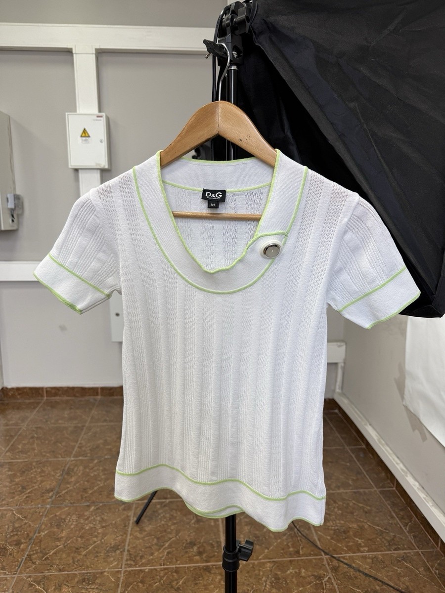 00s dolce&gabbana ITALIA white l/s 白 🇮🇹 Vintage 2000 Dolce Gabbana D&G White Knit T-Shirt Italy Size