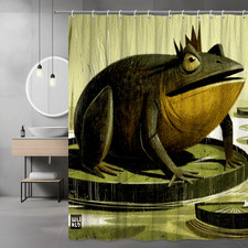 Frog Shower Curtain Graphic Animal Print Green Brown