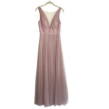 Anthropologie Jenny Yoo Sarita Womens Maxi Dress Size 2 Blush Pink Tulle Gown