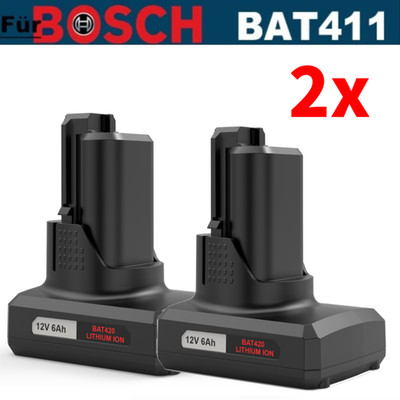 2x Akku 6,0Ah Für Bosch Professional GBA 12V BAT411 Li-ion GSR BAT412 BAT420