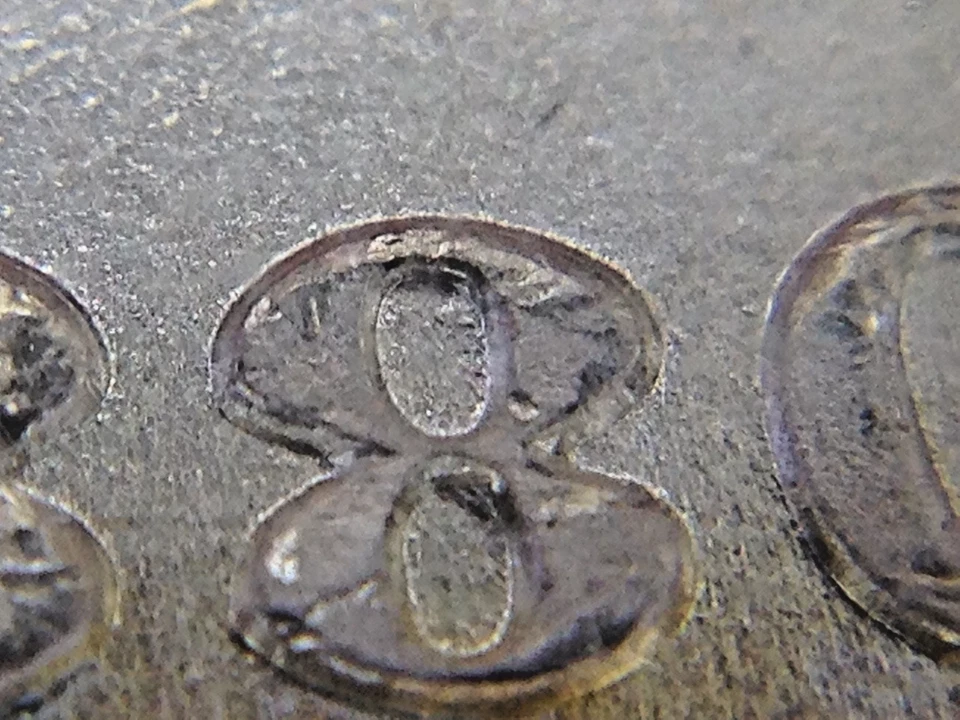 Dólar de plata Morgan 1880 VAM-10 8/7 bits borde UNC tonificado obv/rev Foto 3 de 4