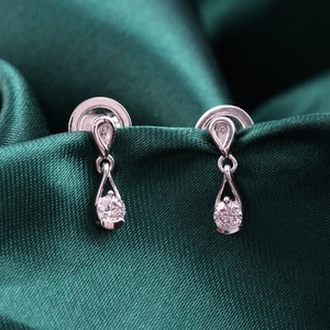 Spectrum Teardrop Lab Grown Diamond Drop Earrings 9k White Gold Gift 0.26 Ct