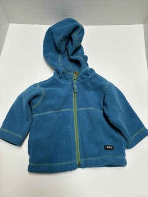 REI Baby Co-op Blue Full Zipper Fleece Jacket 6m With Paw Imprints 