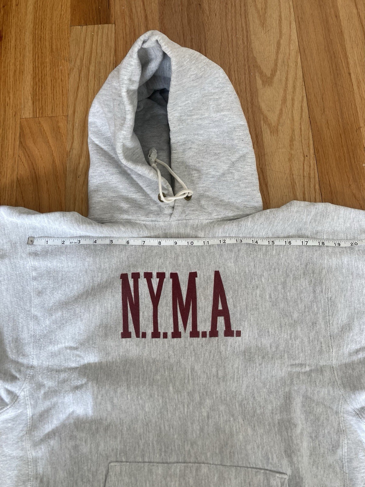 Vintage 1990s Champion Reverse Weave NYMA NewYork Military Hoodie Gray USA XL image 9