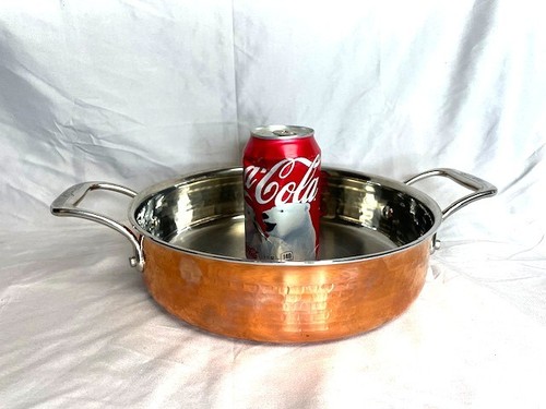 Lagostina 3qt Hammered Copper 10” Sauce Pan Stainless Casserole Cookware Signed