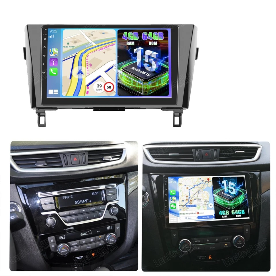 LEEKOOLUU 4+64G Für Nissan X-Trail Qashqai 2014-2018 Android 15 Autoradio Carplay GPS DSP
