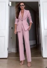 ZARA GIACCA BLAZER DONNA NUOVA ADERENTE SARTORIALE ROSA E PANTALONI ABBINATI TAGLIA S