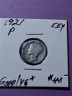 1921-P MERCURY DIME. KEY DATE.