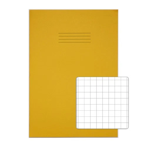 Rhino A4+ 13 X 9 " Oversized Exercise Book 80 Page 10Mm Squared Yellow Pack 50 -