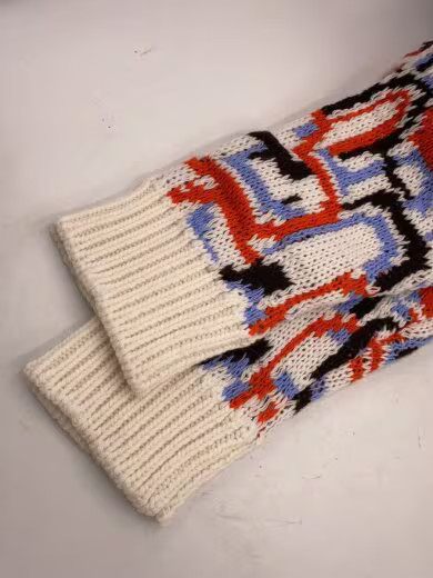 PRADA 22AW Neck Logo Cashmere Blend Sweatshirt Size 42 Wool Multicolor Print P26 thumbnail 6