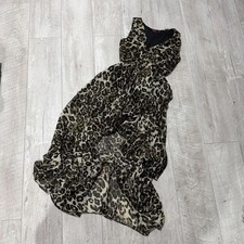 Y2K Leopard Print Floaty Maxi Dress with Built-In Black Mini Slip | Size 8