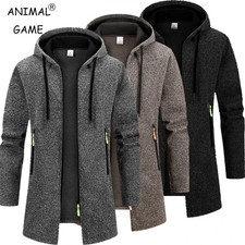 Autumn Men's Long Sweater Sweatshirts Casual Hooded Cardigans Men Outwear Liner