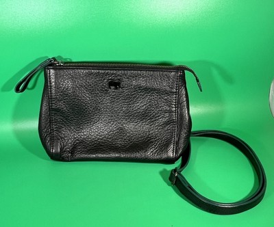 Mywalit Crossbody Black Purse Green Accent Pebbled Leather