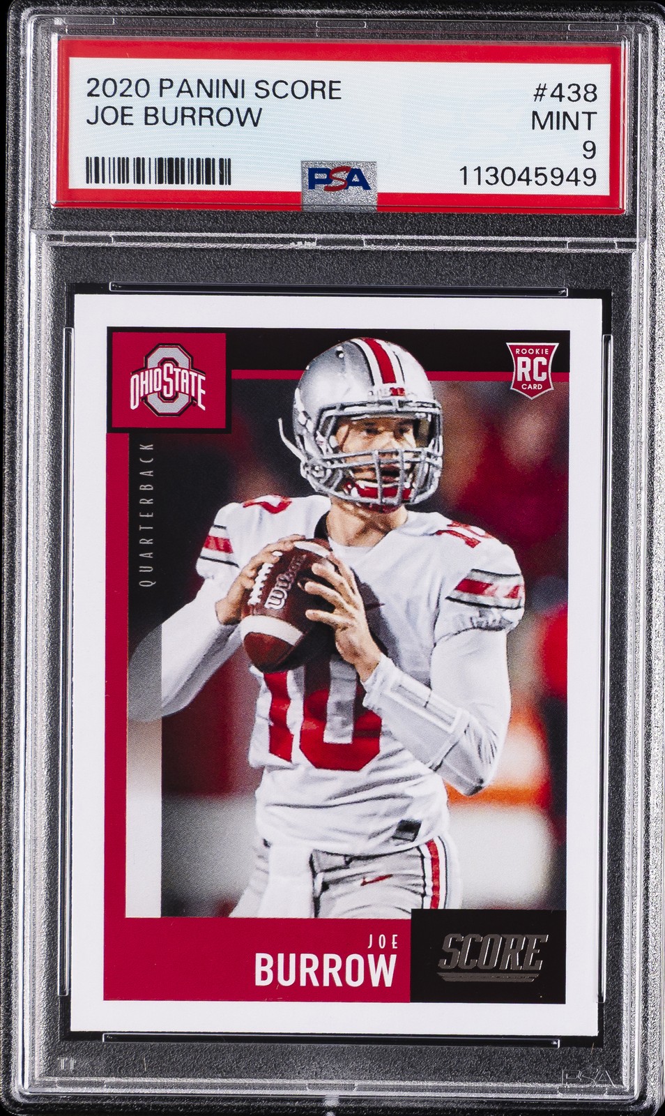 2020 PANINI SCORE #438 JOE BURROW ROOKIE RC PSA 9