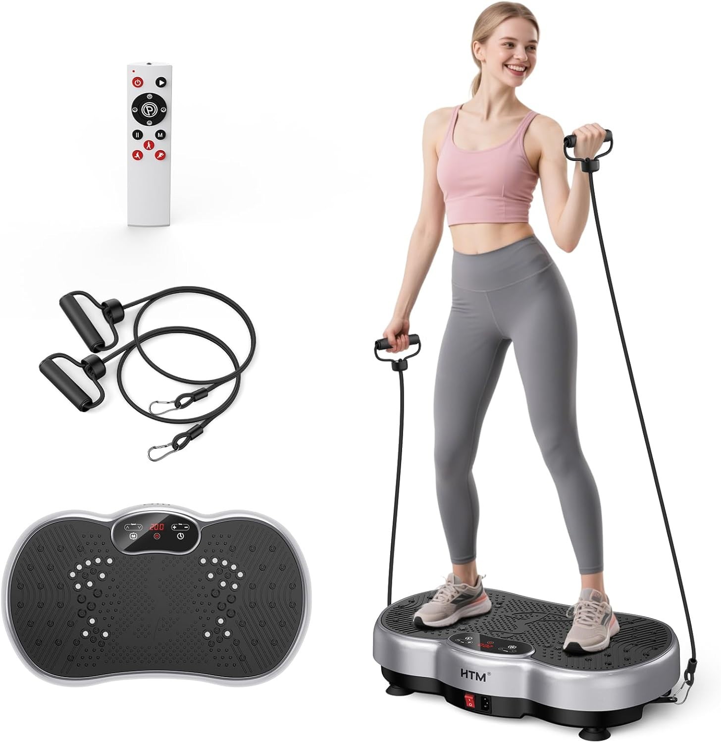 Vibration Plate Exercise Machine 120 Speed Levels With 2 Resistance Bands