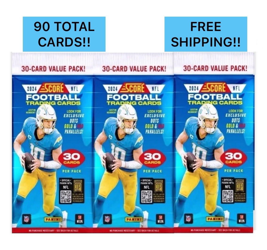 (3) 2024 Panini Score Football HUGE FAT CELLO Packs! 90 Cards!   FREE SHIPPING!