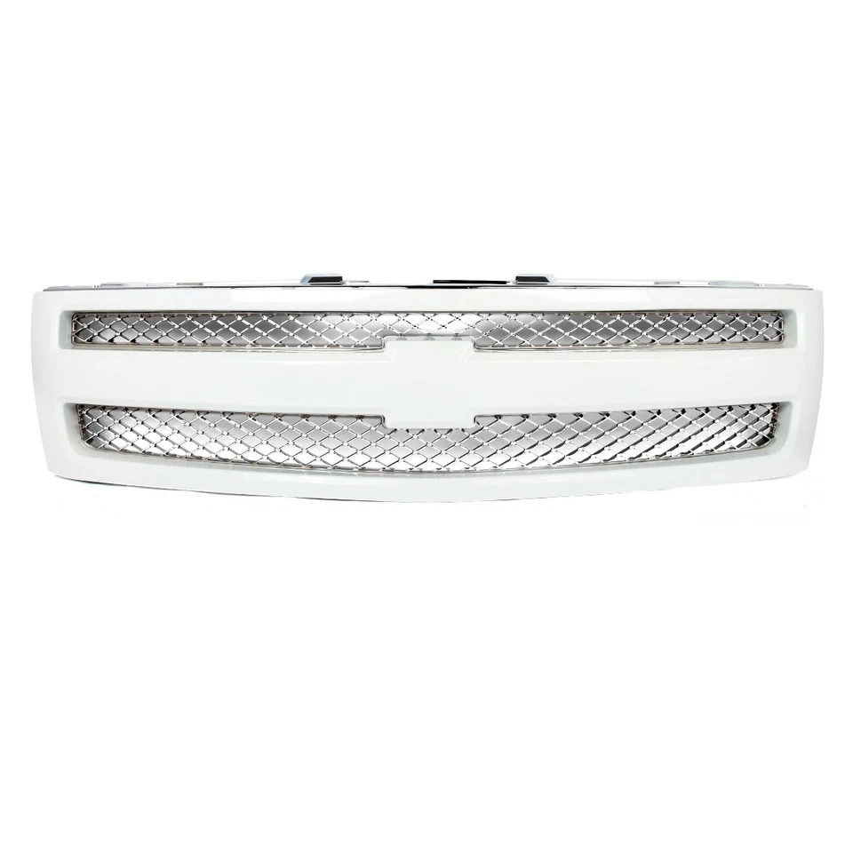 Summit White Shell w/Chrome Insert Grille For 2007-2013 Chevrolet Silverado 1500 Foto 2 de 4