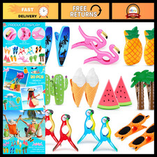 20 Pcs Colorful Beach Towel Clips - Flamingo Pineapple Holders for Chairs, Poo