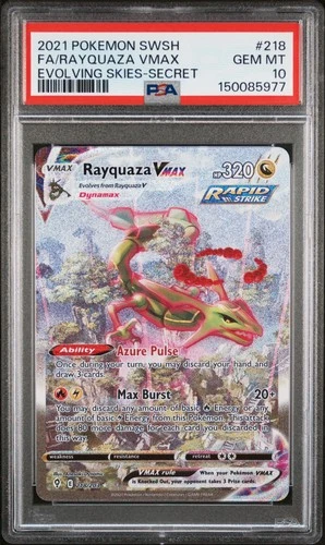 2021 POKEMON SWORD & SHIELD EVOLVING SKIES SECRET FULL ART/RAYQUAZA VMAX PSA 10