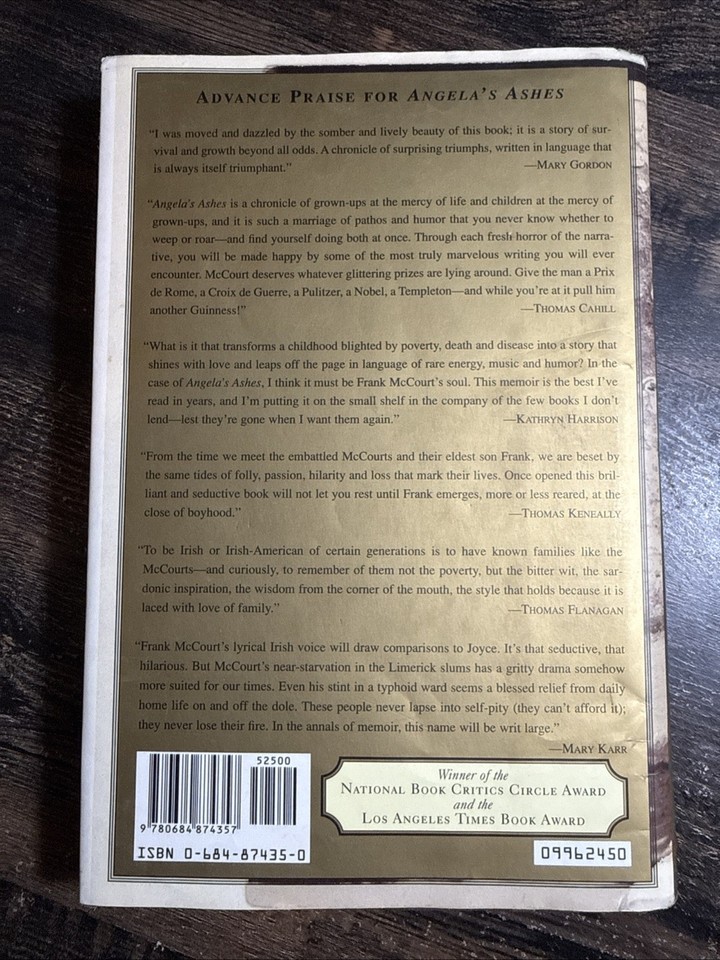Angela's Ashes by Frank McCourt (1996, Hardcover) 9780684874357| eBay