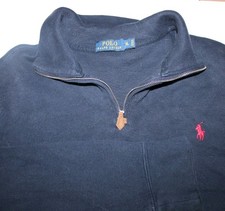 Polo Ralph Lauren Sweater Men's Navy Blue Quarter Zip Heavy XL Vintage