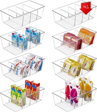 8 Pack Food Storage Organizer Bins, Clear Plastic Bins for Pantry,Kitchen,Fridge