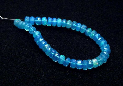 4" Strand Aqua Blue ETHIOPIAN OPAL 4.5mm Faceted Rondelle Beads