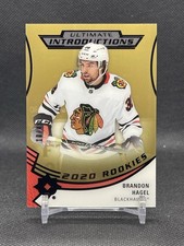 2020-21 Upper Deck Ultimate Collection Gold 10/49 Brandon Hagel Rookie Card RC. rookie card picture