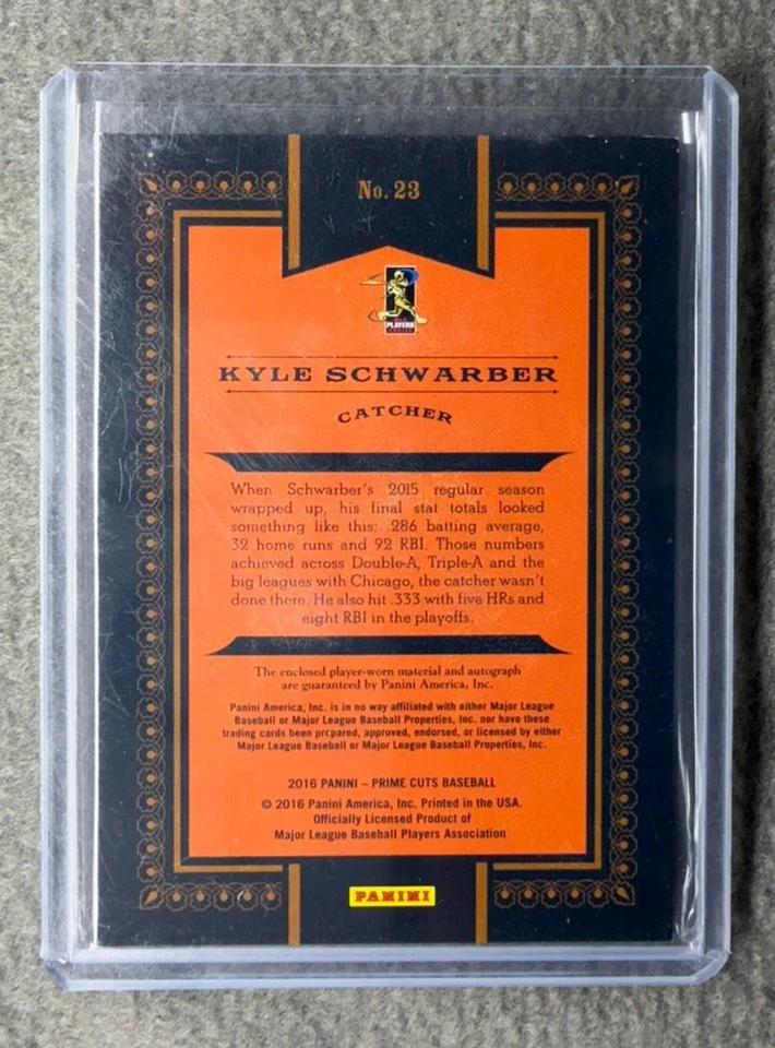 2016 Panini Prime Cuts # 23 Kyle Schwarber RC Jersey Patch Auto RPA /5💎💎💎 - Image 2 of 2