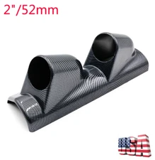 52mm/2" Universal Left Driver Carbon Fiber A Pillar 2Hole Gauge Mount Holder Pod