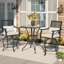3/5 Piece Outdoor Bar Set Bar Height Patio Sets Table and Swivel Chairs Lawn