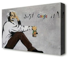 Modern Einstein Just Google It Drinking Vango Banksy Canvas Print Art Picture