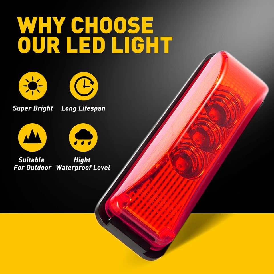4x Ámbar Rojo Lado 3LED Marcador Liquidación Luz Camión RV Remolque Lámparas Impermeable Foto 4 de 4