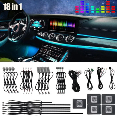 18 in 1 Voll LED Perlen Symphony Traum Auto Innenraum Ambiente Beleuchtung Kabellos Kit