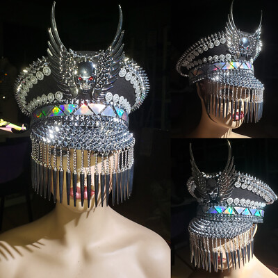 Festival/rave/burningman Captains Hat Burning Man Hat- Iridescent, Dragon, Blue, Green, Unicorn  main image 4