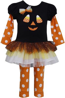Bonnie Jean Girls' Halloween Ghost Candy Corn Polka Dots Legging Set 0-24 Months