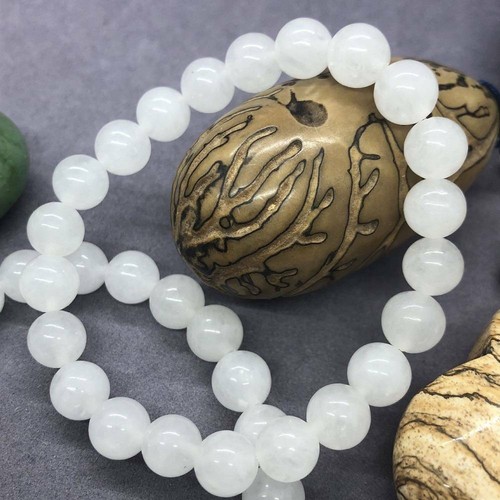UK Reiki Healing Crystal Natural Selenite Bracelet Gemstone 8mm Beads Stone Pray - Picture 5 of 12