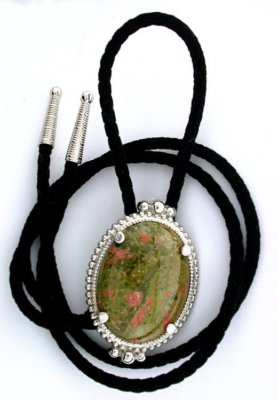 40x30 Unakite Cabochon Cab Gem Stone Gemstone  Bolo Tie Cord Tips EPBT23N
