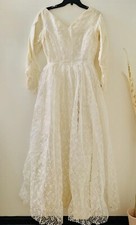 Vintage Wedding Gown Bridal Dress Lace Ivory 1960s