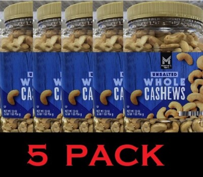 Member's Mark WHOLE CASHEWS Unsalted 33 oz Tub - 5 PACK