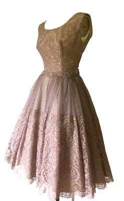Vtg 50s Lace Tulle Super Full Skirt Pinup Dress Rockabilly Party Prom W 27  B 36 | eBay