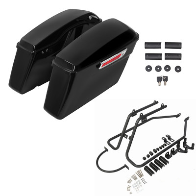 Vivid Hard Saddlebag Saddle bag+Conversion Brackets For 04-UP Harley Sportster