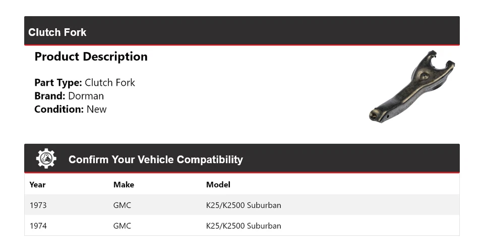 Horquilla de embrague Suburban Dorman 1973-1974 GMC K25/K2500 Foto 2 de 4
