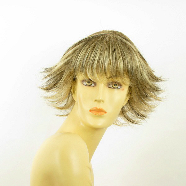 Perruque courte femme blond méché cuivre MELISSA cheveux synthétiques