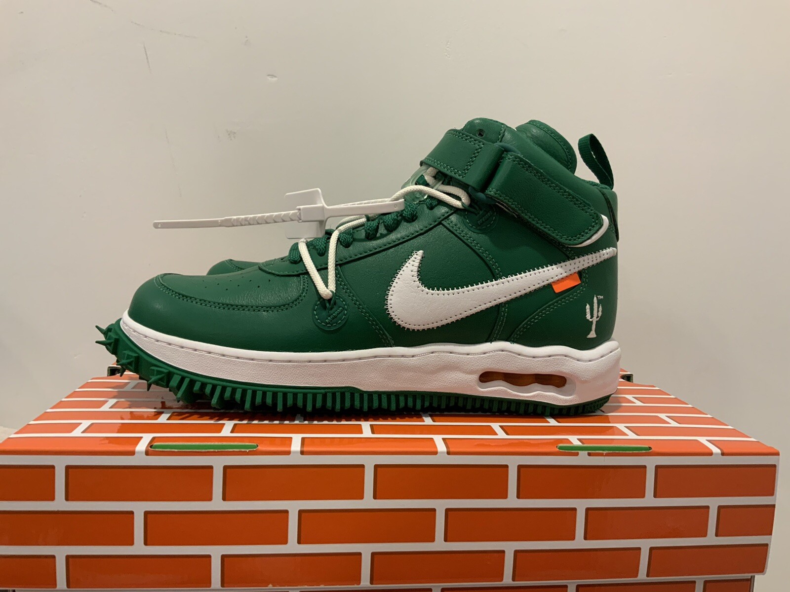 OFF WHITE X NIKE Nike Air Force 1 Mid SP in pelle x bianco sporco verde pino ""Taglia 11