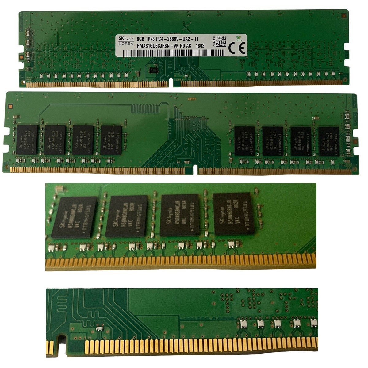 Hynix HMA81GU6CJR8N-VK 8GB PC4-2666V DDR4-2666MHz 288-Pin DIMM 1.2