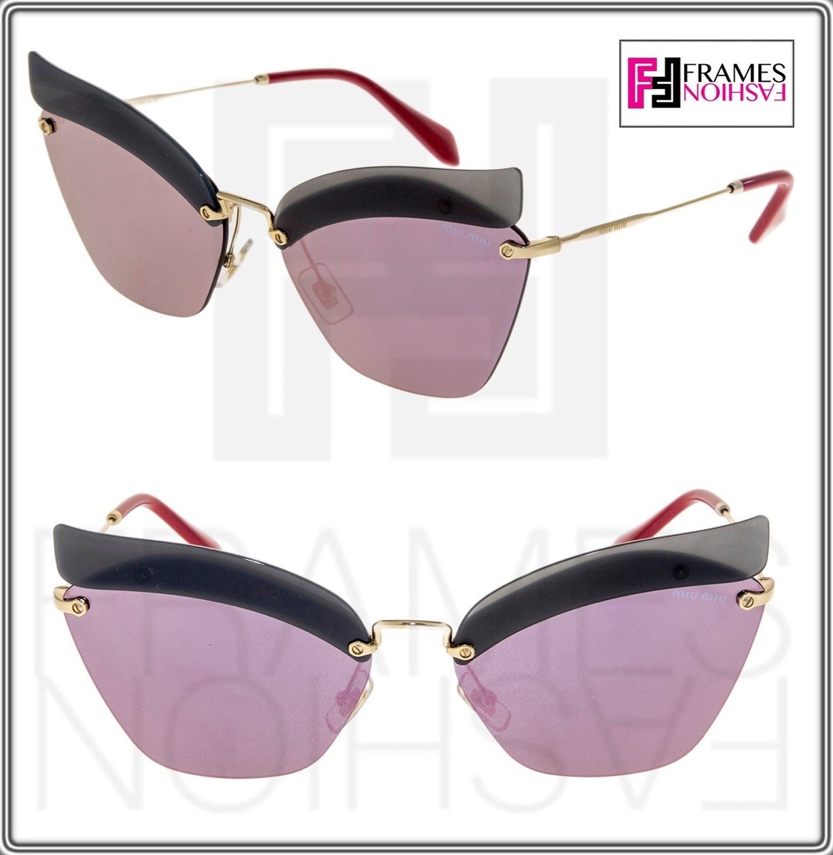 MIU MIU 56T NOIR MU56TS Opal Grey Pink Mirrored Color Block  display picture 2